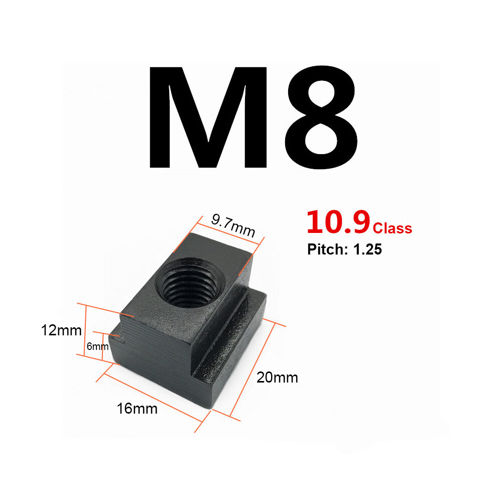 4Pcs x T-NUT Black Oxide T Slot Clamping Nuts Machine Bed Milling