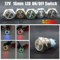 16mm 12mm OD LED Ring Push Button On / Off Red Green Blue WaterProof - Image 7
