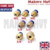 2x Pneumatic Connector - Push Fit - PTFE - Bowden - PC4 PC6 M4 M6 01 02 03